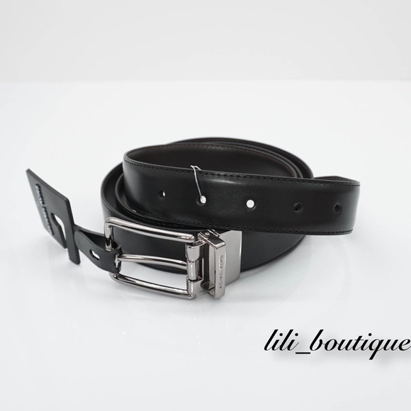 NWT Michael Kors Men\'s Cut to Size Reversible Dress Belt Leather Brown Black $78